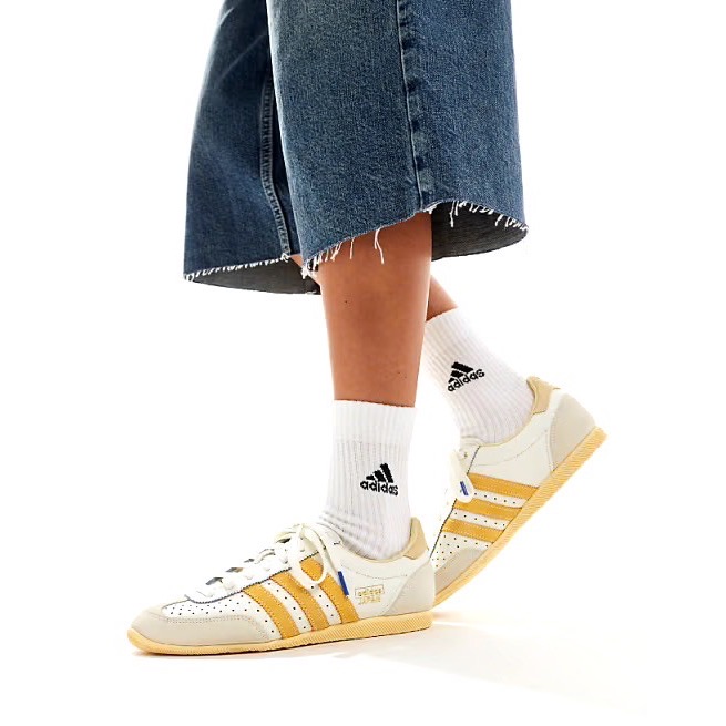 👟adidas JAPAN 休閒鞋 黃白色｜黃色｜芥末黃｜白色｜杏色｜黃色底｜皮革｜麂皮｜平底鞋｜男女通用款鞋-細節圖3