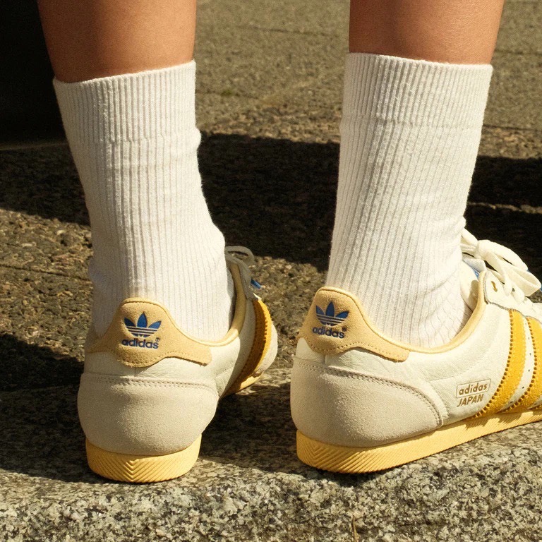 👟adidas JAPAN 休閒鞋 黃白色｜黃色｜芥末黃｜白色｜杏色｜黃色底｜皮革｜麂皮｜平底鞋｜男女通用款鞋-細節圖4