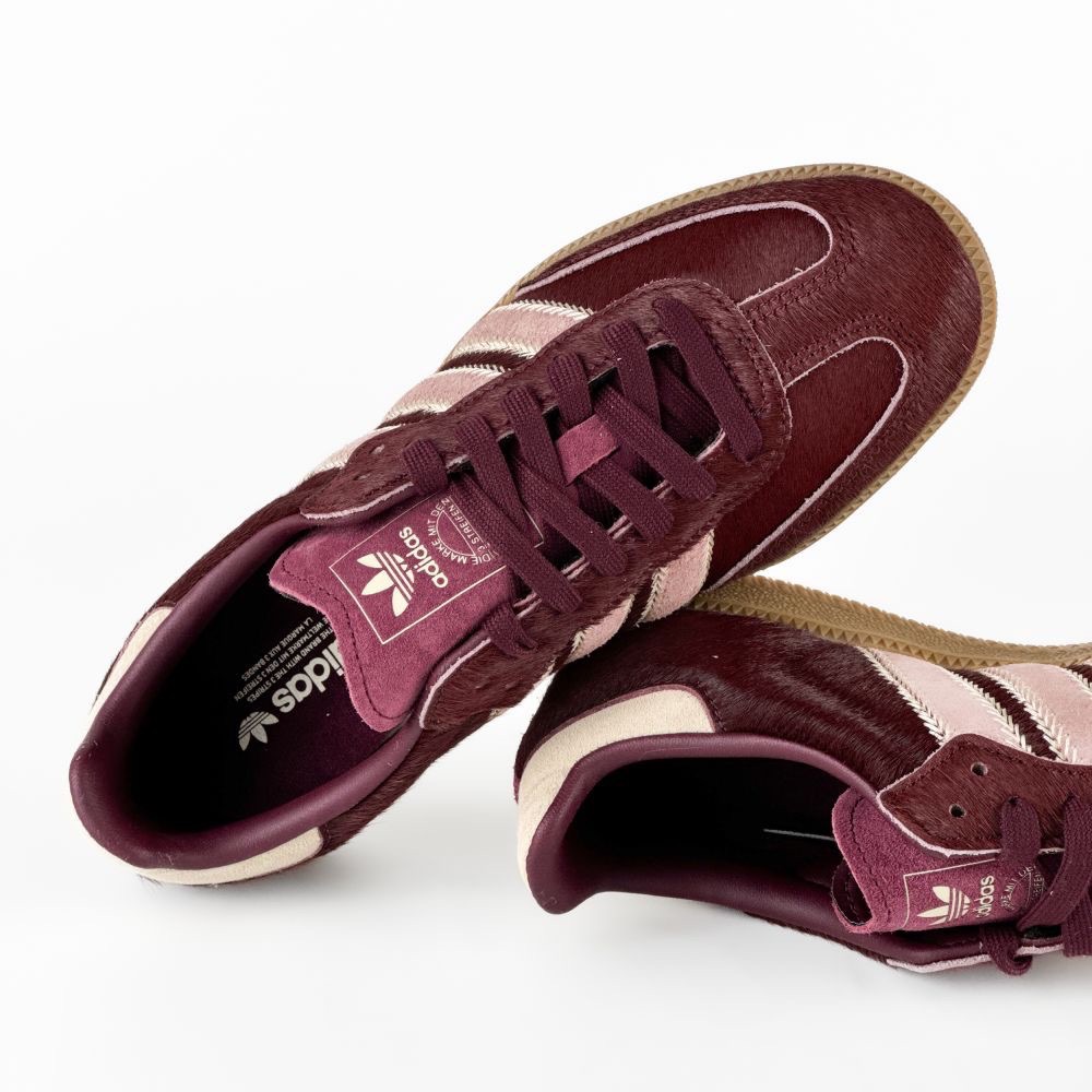 👟adidas SAMBA OG  休閒鞋 酒紅粉｜酒紅色｜莫蘭迪粉｜豆沙色｜米色｜棕色底｜皮革｜仿馬毛｜平底鞋｜男女-細節圖4