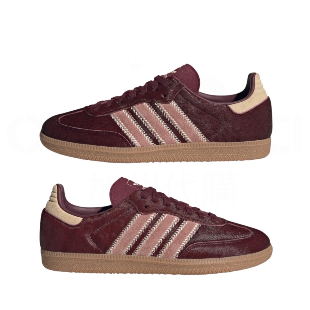 👟adidas SAMBA OG  休閒鞋 酒紅粉｜酒紅色｜莫蘭迪粉｜豆沙色｜米色｜棕色底｜皮革｜仿馬毛｜平底鞋｜男女-細節圖9