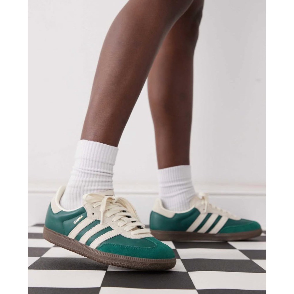 👟adidas SAMBA OG  休閒鞋 綠白色｜草綠色｜奶油色｜咖啡底｜皮革｜麂皮｜平底鞋｜男女通用款鞋-細節圖4