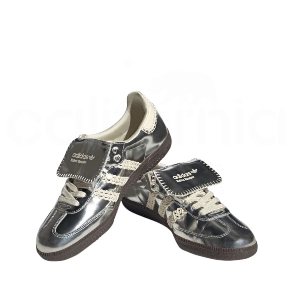 👟adidas X WALES BONNER 聯名款休閒鞋 銀白色｜液態銀｜銀色｜蕾絲｜咖啡底｜皮革｜平底鞋｜男女通用-細節圖5