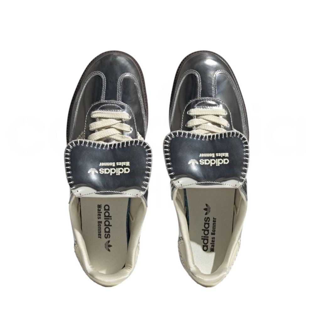 👟adidas X WALES BONNER 聯名款休閒鞋 銀白色｜液態銀｜銀色｜蕾絲｜咖啡底｜皮革｜平底鞋｜男女通用-細節圖7