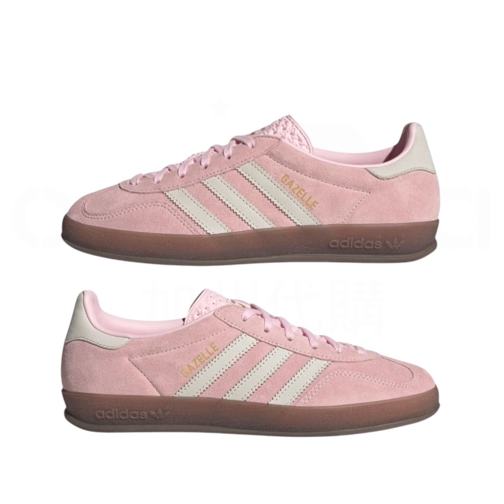 👟adidas GAZELLE INDOOR  休閒鞋 JI2716 粉白色｜粉紅色｜白色｜焦糖底｜皮革｜麂皮｜平底-細節圖9