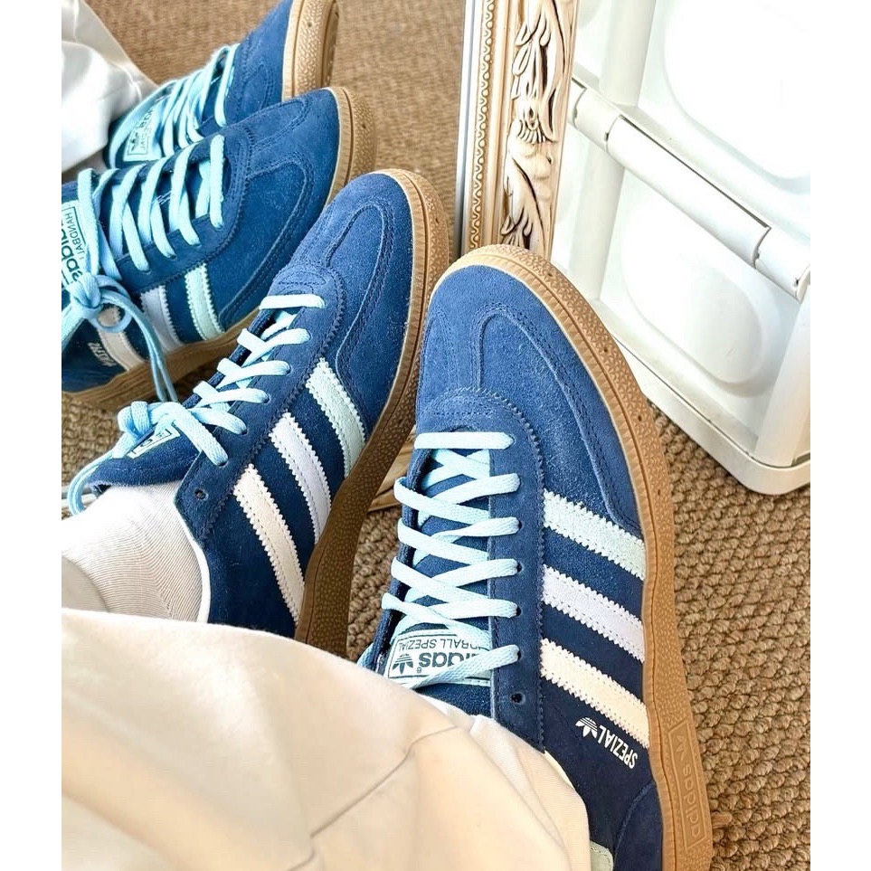 👟adidas HANDBALL SPEZIAL  休閒鞋 IG1967 藍綠白色｜霧藍色｜蘋果綠｜白色｜焦糖底｜皮革-細節圖4