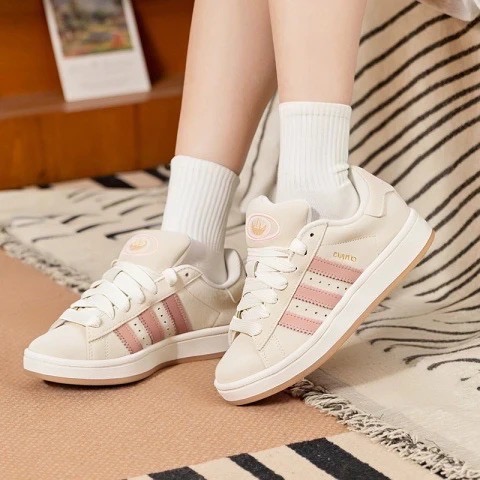 👟adidas Campus 00S 休閒鞋 JI2752 米白粉色｜米白色｜粉紅色｜焦糖底｜皮革｜麂皮｜平底鞋｜女款-細節圖2