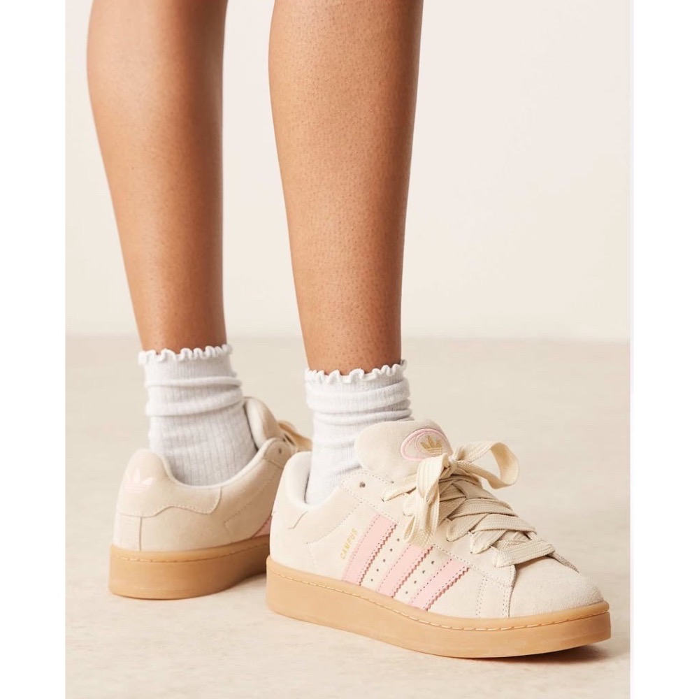 👟adidas Campus 00S 休閒鞋 JI2752 米白粉色｜米白色｜粉紅色｜焦糖底｜皮革｜麂皮｜平底鞋｜女款-細節圖5