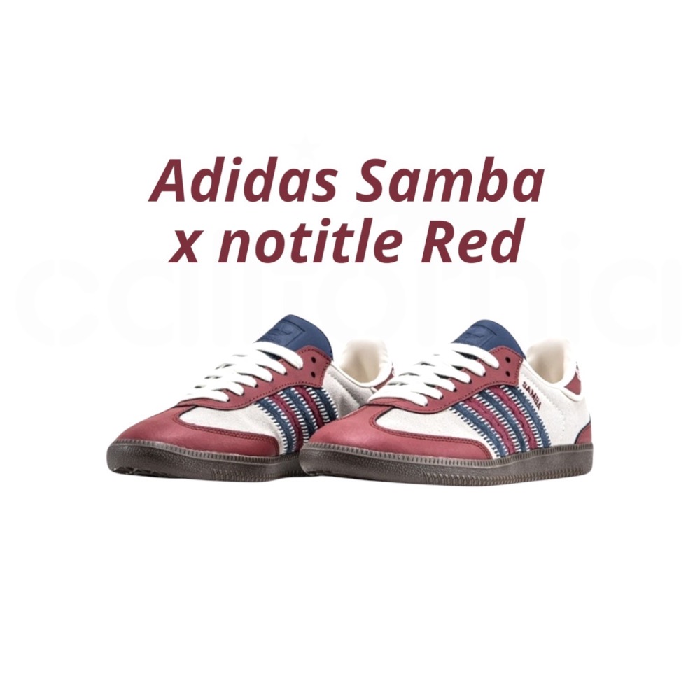 👟adidas Samba x notitle 聯名款 休閒鞋 紅藍色｜酒紅色｜深藍色｜米色｜咖啡底｜皮革｜麂皮｜平底-細節圖7