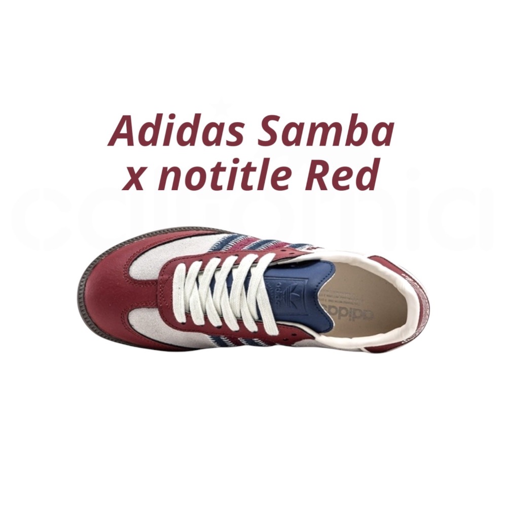 👟adidas Samba x notitle 聯名款 休閒鞋 紅藍色｜酒紅色｜深藍色｜米色｜咖啡底｜皮革｜麂皮｜平底-細節圖8