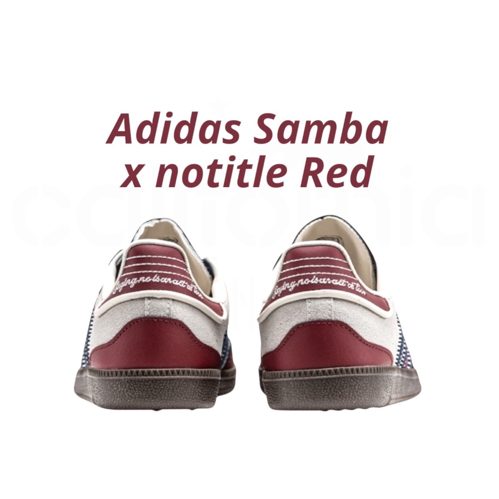 👟adidas Samba x notitle 聯名款 休閒鞋 紅藍色｜酒紅色｜深藍色｜米色｜咖啡底｜皮革｜麂皮｜平底-細節圖10