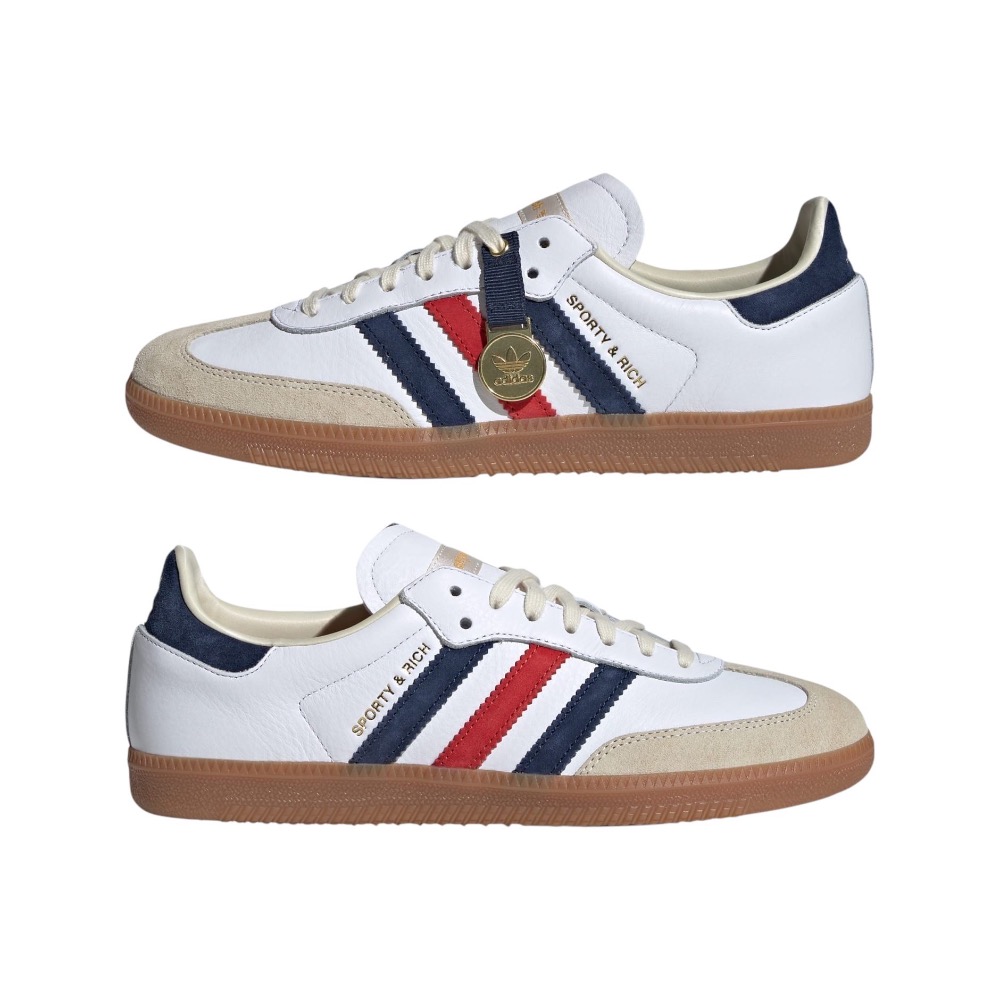 👟adidas SAMBA OG X SPORTY & RICH 休閒鞋 紅藍白色｜紅色｜深藍色｜白色｜米色｜焦糖底｜-細節圖9