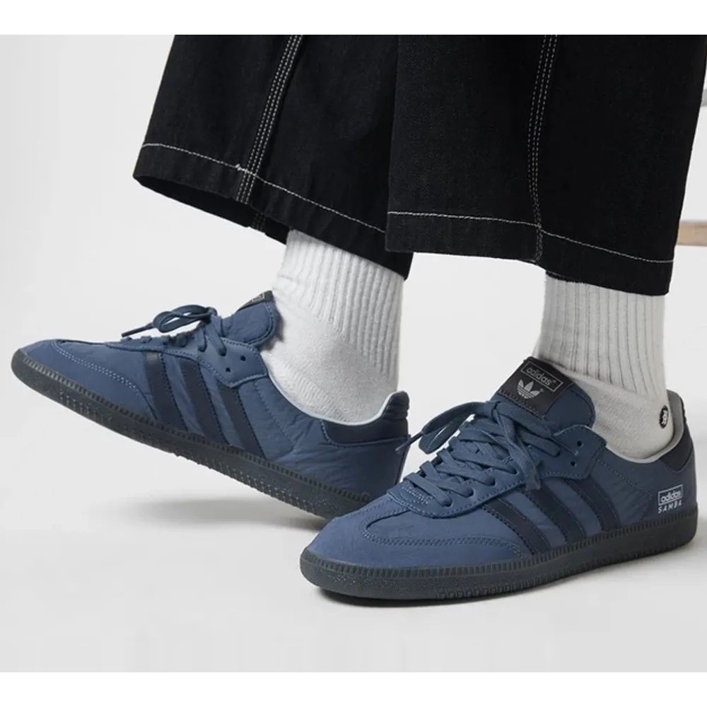 👟adidas SAMBA OG  休閒鞋 藍黑色｜海軍藍｜深藍色｜黑色｜黑色底｜皮革｜尼龍｜反光｜平底鞋｜男女通用款-細節圖2