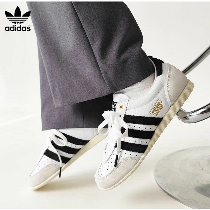 👟adidas JAPAN 休閒鞋 白黑色｜白色｜黑色｜白色底｜皮革｜麂皮｜平底鞋｜男女通用款鞋-細節圖2