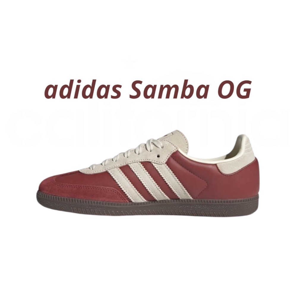 👟adidas SAMBA OG  休閒鞋 紅白色｜紅色｜奶油色｜咖啡底｜皮革｜麂皮｜平底鞋｜男女通用款鞋-細節圖5