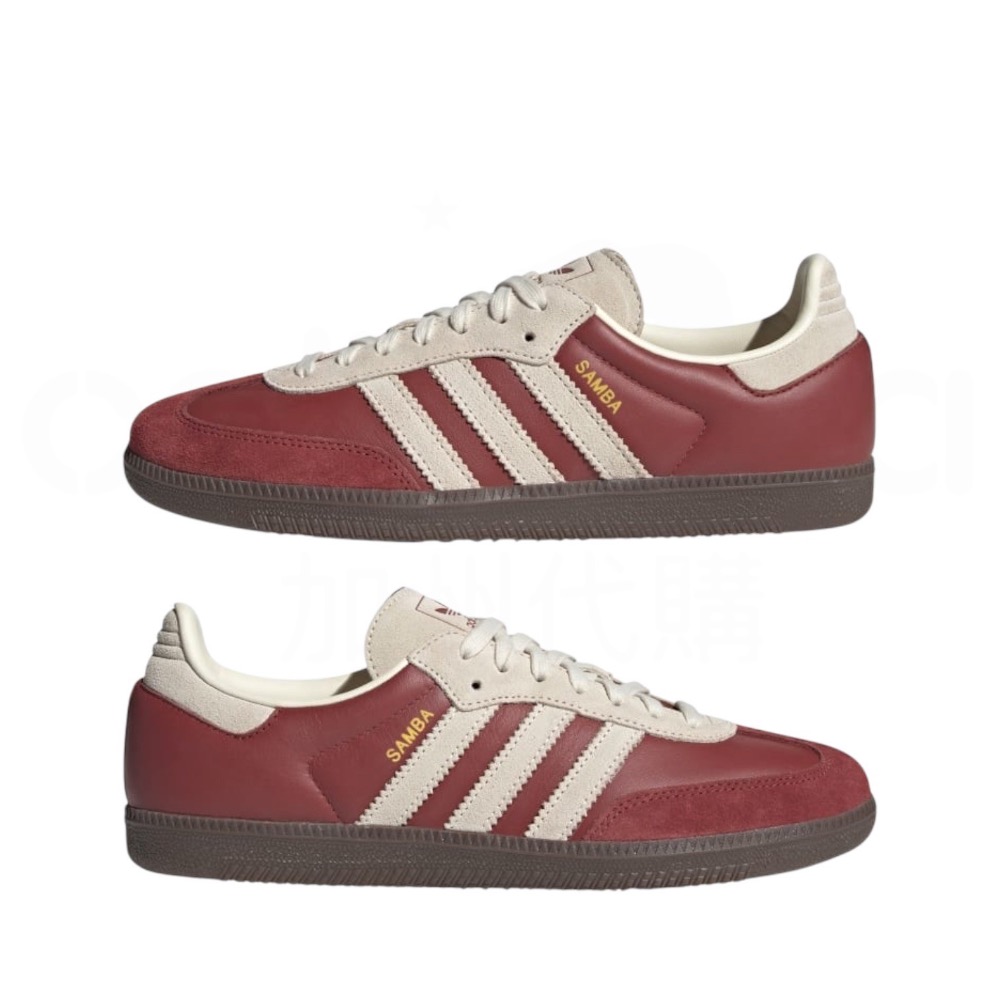 👟adidas SAMBA OG  休閒鞋 紅白色｜紅色｜奶油色｜咖啡底｜皮革｜麂皮｜平底鞋｜男女通用款鞋-細節圖10