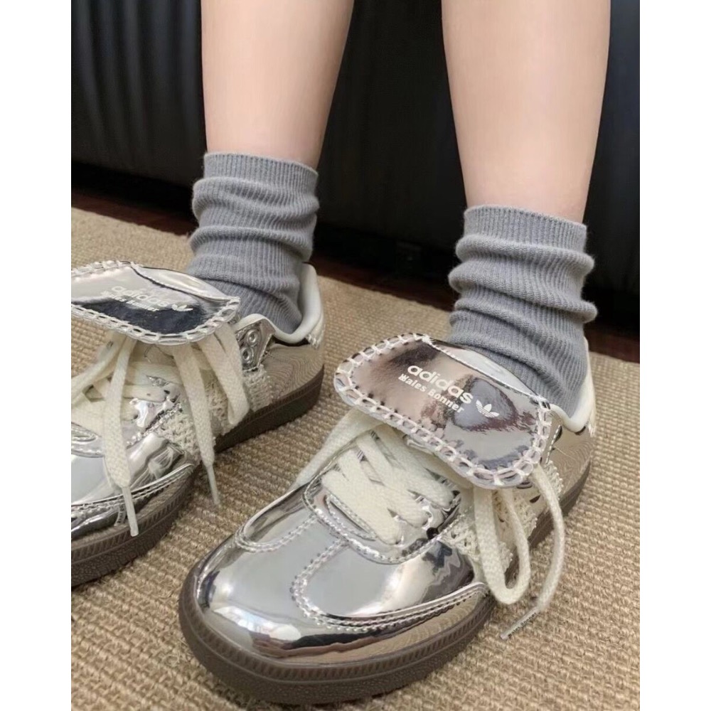 adidas X WALES BONNER 聯名款休閒鞋銀白色 液態銀 銀色 蕾絲 咖啡底 皮革 平底鞋 男女通用- iOpen批發客批貨代購