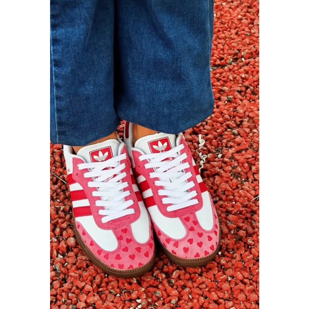 👟adidas Samba X COMME DES GARCONS CDG川久保玲聯名款 ｜休閒鞋 ｜紅白粉色｜紅色｜-細節圖3