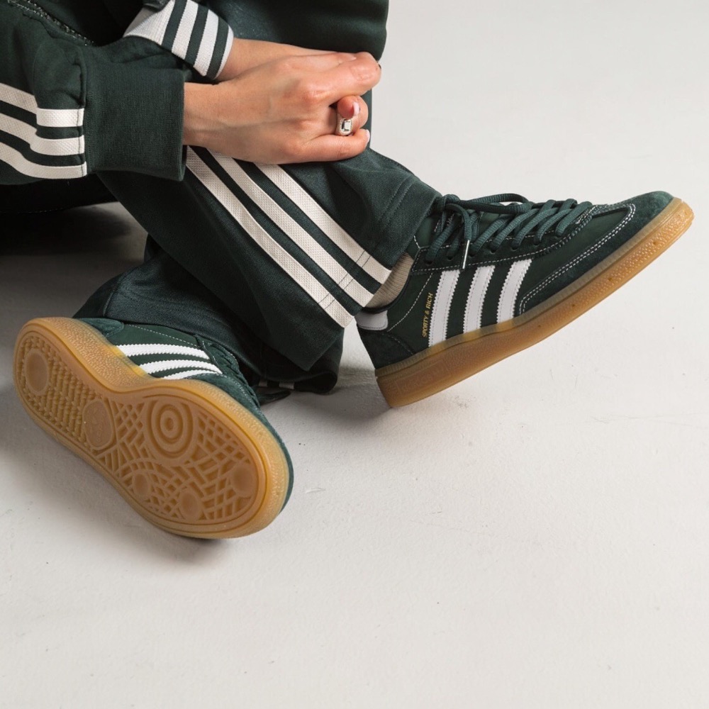 👟adidas HANDBALL SPEZIAL SPORTY & RICH 聯名款休閒鞋 綠白色｜墨綠色｜白色｜焦糖-細節圖3
