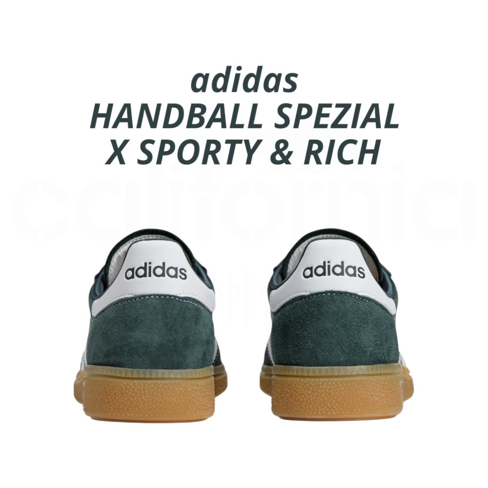 👟adidas HANDBALL SPEZIAL SPORTY & RICH 聯名款休閒鞋 綠白色｜墨綠色｜白色｜焦糖-細節圖10