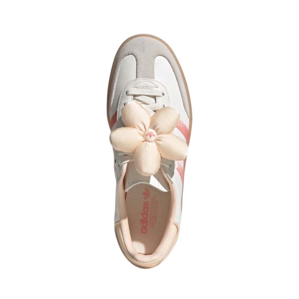 👟adidas Sambae休閒鞋 橙白色｜葡萄柚橘｜淺橘色｜白色｜灰色｜焦糖底｜花朵｜刺繡｜厚底｜皮革｜麂皮｜平底鞋-細節圖6