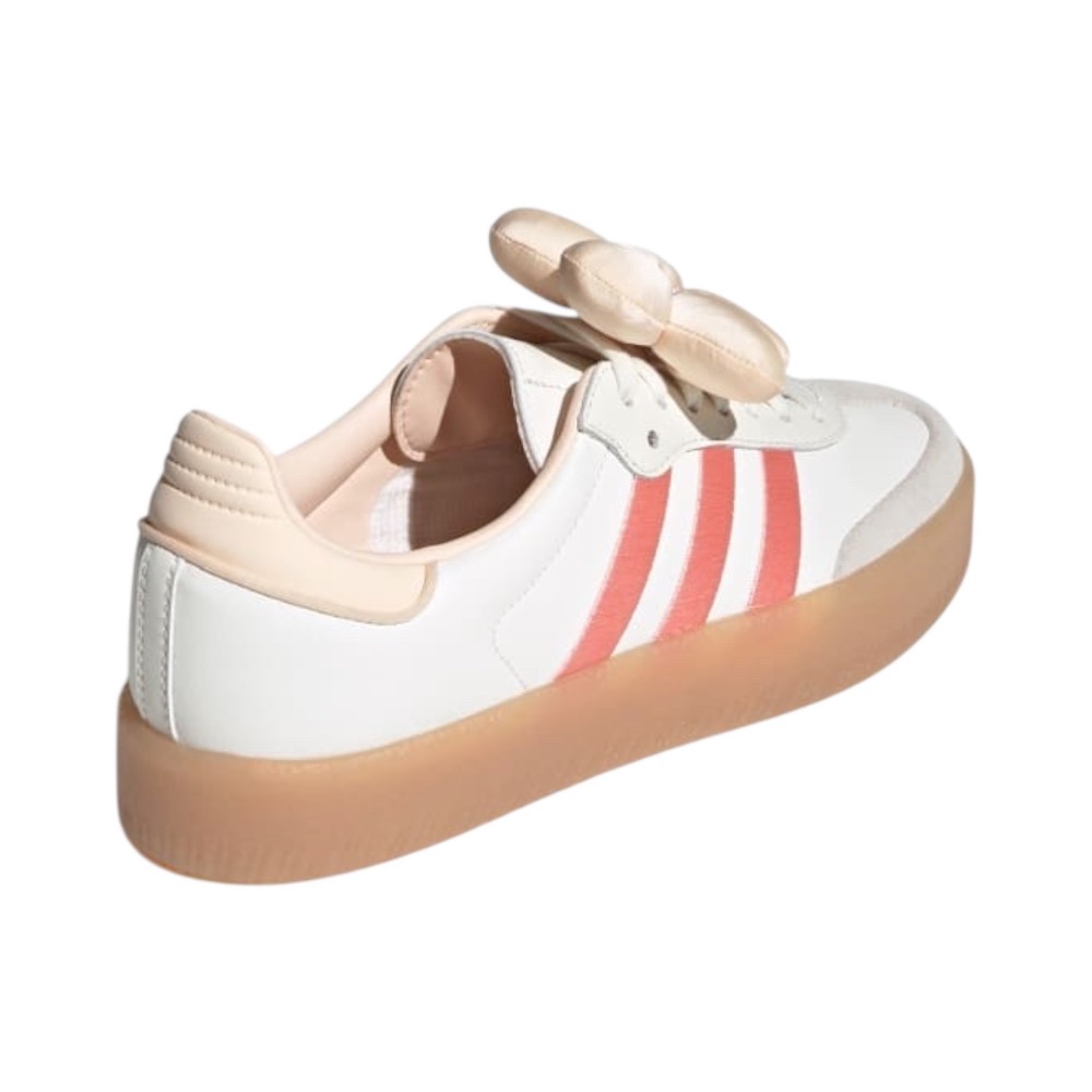 👟adidas Sambae休閒鞋 橙白色｜葡萄柚橘｜淺橘色｜白色｜灰色｜焦糖底｜花朵｜刺繡｜厚底｜皮革｜麂皮｜平底鞋-細節圖9