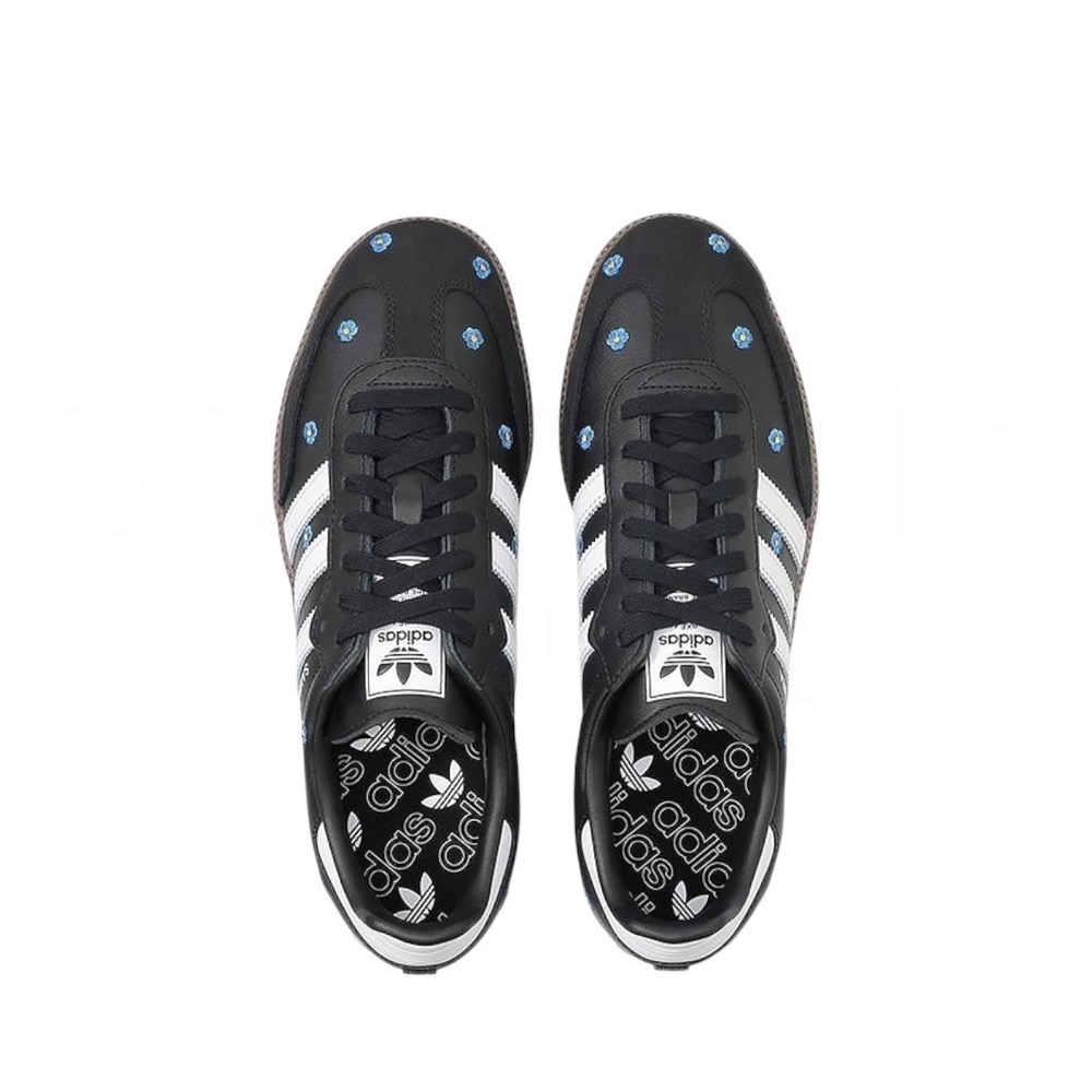 👟adidas Samba OG 休閒鞋 黑白色｜黑色｜白色｜咖啡底｜刺繡｜藍色小花｜皮革｜麂皮｜平底鞋｜女款鞋-細節圖9