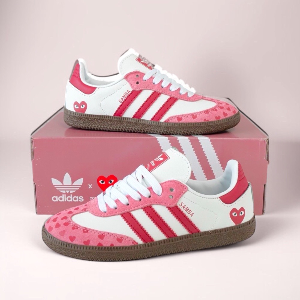 👟adidas Samba X COMME DES GARCONS CDG川久保玲聯名款 ｜休閒鞋 ｜紅白粉色｜紅色｜-細節圖11