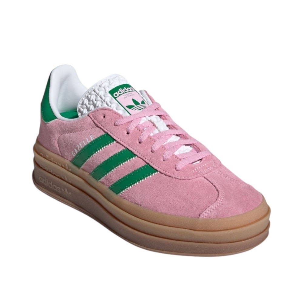 👟adidas GAZELLE BOLD休閒鞋 粉綠色｜粉紅色｜綠色｜草綠色｜焦糖底｜皮革｜麂皮｜平底鞋｜增高鞋｜德訓-細節圖7