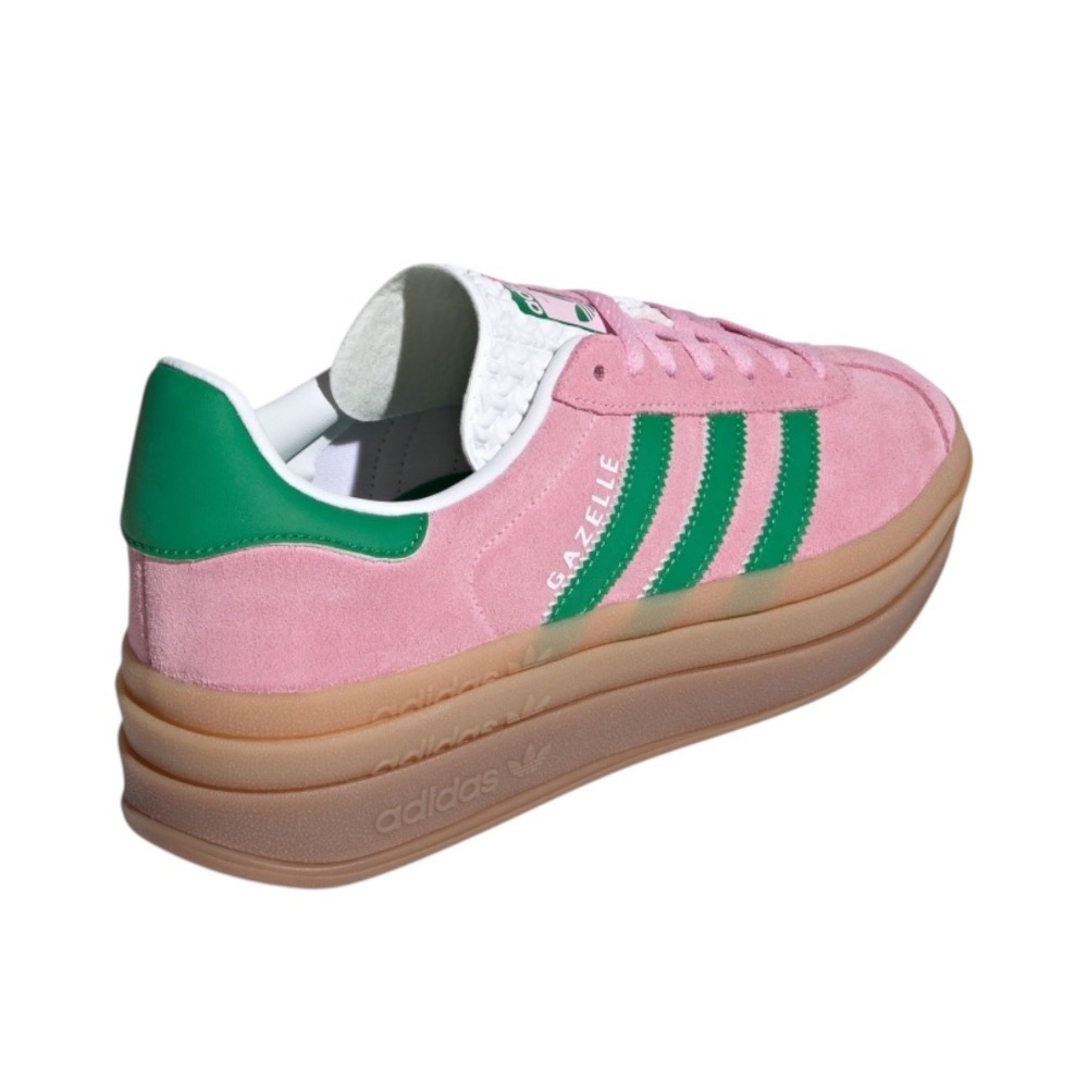 👟adidas GAZELLE BOLD休閒鞋 粉綠色｜粉紅色｜綠色｜草綠色｜焦糖底｜皮革｜麂皮｜平底鞋｜增高鞋｜德訓-細節圖8