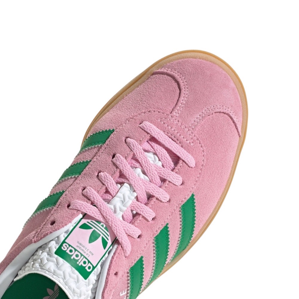 👟adidas GAZELLE BOLD休閒鞋 粉綠色｜粉紅色｜綠色｜草綠色｜焦糖底｜皮革｜麂皮｜平底鞋｜增高鞋｜德訓-細節圖10
