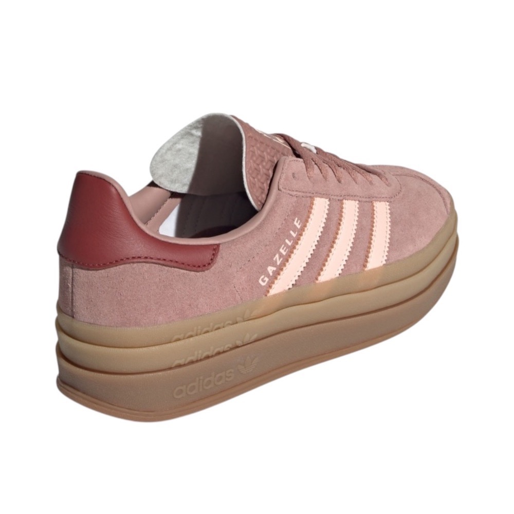 👟adidas GAZELLE BOLD休閒鞋 豆沙粉色｜豆沙色｜淺粉色｜暗紅色｜焦糖底｜皮革｜麂皮｜平底鞋｜增高鞋｜-細節圖9