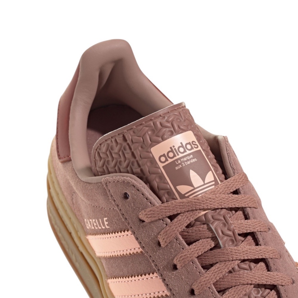 👟adidas GAZELLE BOLD休閒鞋 豆沙粉色｜豆沙色｜淺粉色｜暗紅色｜焦糖底｜皮革｜麂皮｜平底鞋｜增高鞋｜-細節圖11