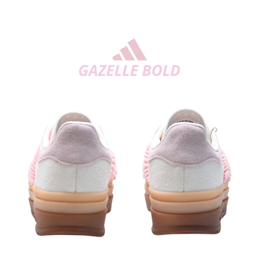 👟adidas GAZELLE BOLD休閒鞋 奶油櫻花粉色｜奶油色｜櫻花粉｜粉紅色｜焦糖底｜緞帶｜麂皮｜厚底｜平底鞋-細節圖11