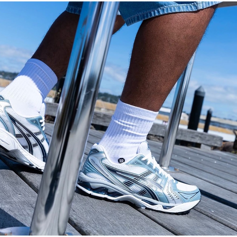 👟ASICS GEL-KAYANO 14休閒鞋 灰綠色｜銀色｜黑色｜白色｜皮革 男女通用鞋款-細節圖5