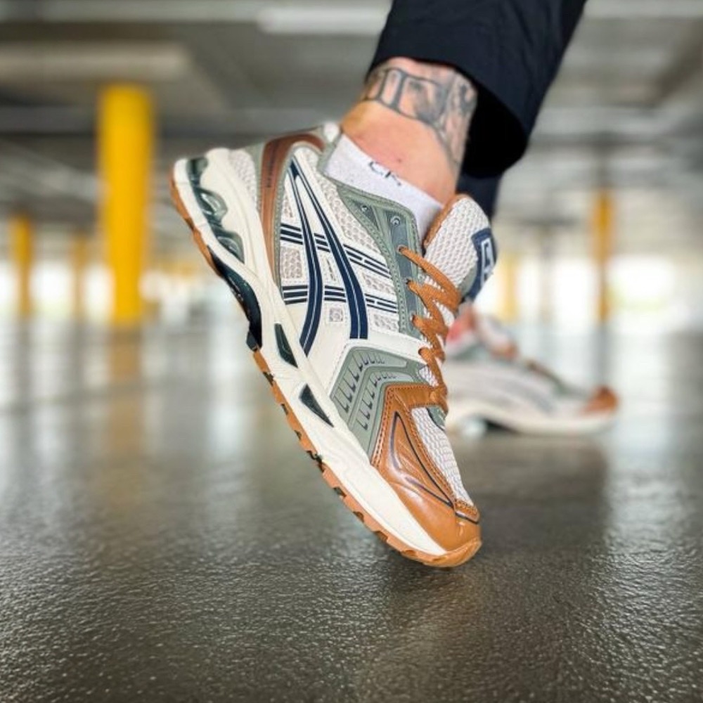👟ASICS GEL-KAYANO 14休閒鞋 古銅綠色｜米色｜古銅色｜灰綠色｜黑色｜皮革｜網眼 男女通用鞋款-細節圖3