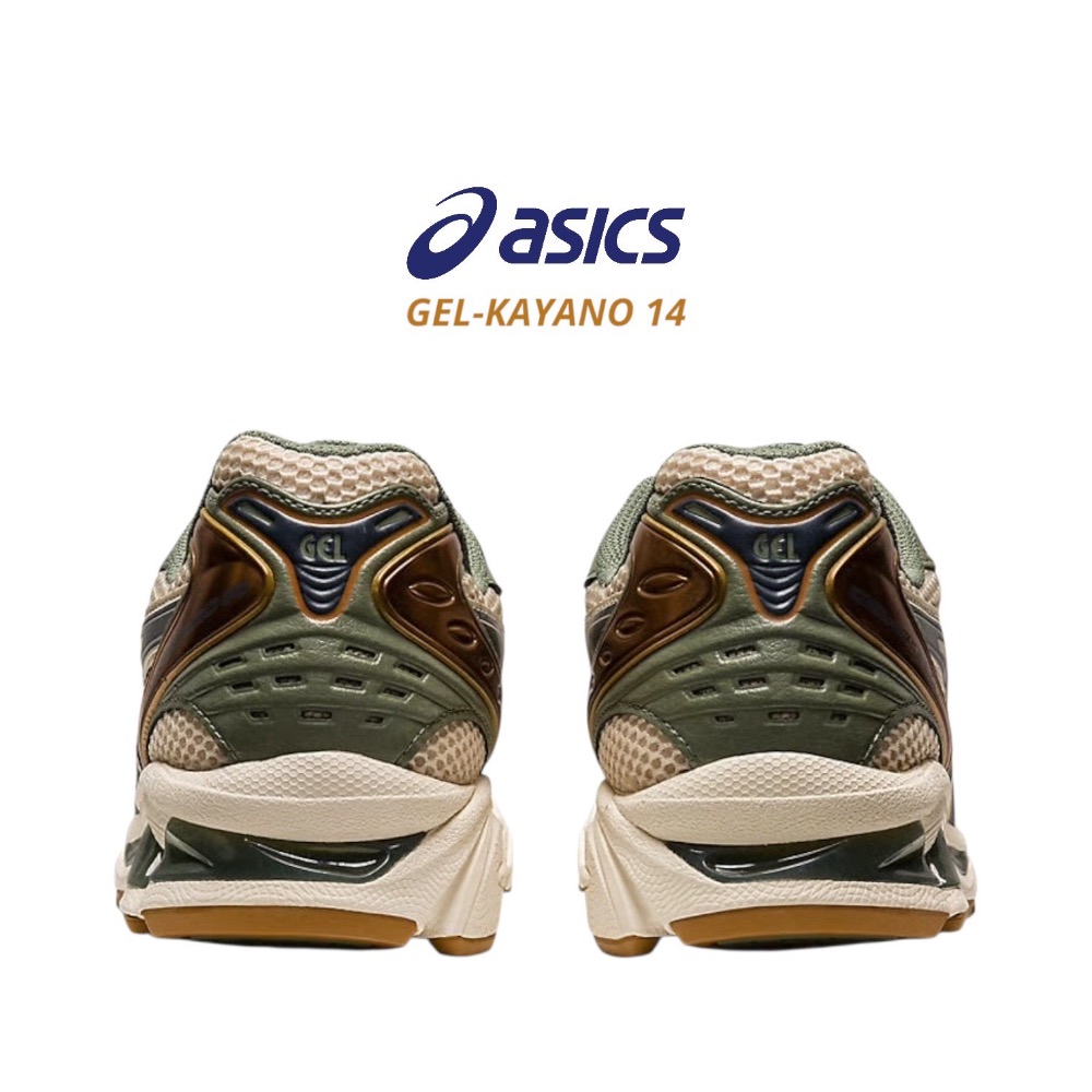 👟ASICS GEL-KAYANO 14休閒鞋 古銅綠色｜米色｜古銅色｜灰綠色｜黑色｜皮革｜網眼 男女通用鞋款-細節圖10