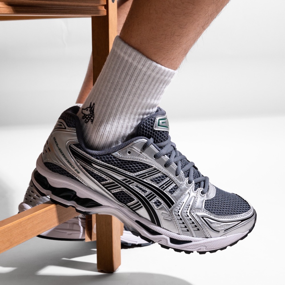 👟ASICS GEL-KAYANO 14休閒鞋 炭灰銀色｜炭灰色｜黑色｜鐵灰色｜銀色｜綠色｜皮革｜網眼 男女通用鞋款-細節圖3
