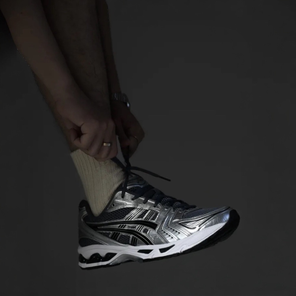 👟ASICS GEL-KAYANO 14休閒鞋 炭灰銀色｜炭灰色｜黑色｜鐵灰色｜銀色｜綠色｜皮革｜網眼 男女通用鞋款-細節圖5