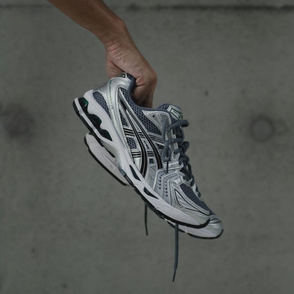 👟ASICS GEL-KAYANO 14休閒鞋 炭灰銀色｜炭灰色｜黑色｜鐵灰色｜銀色｜綠色｜皮革｜網眼 男女通用鞋款-細節圖7