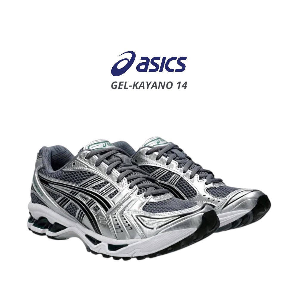 👟ASICS GEL-KAYANO 14休閒鞋 炭灰銀色｜炭灰色｜黑色｜鐵灰色｜銀色｜綠色｜皮革｜網眼 男女通用鞋款-細節圖8