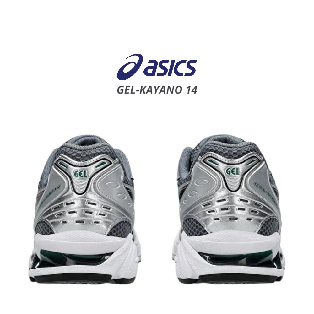 👟ASICS GEL-KAYANO 14休閒鞋 炭灰銀色｜炭灰色｜黑色｜鐵灰色｜銀色｜綠色｜皮革｜網眼 男女通用鞋款-細節圖11