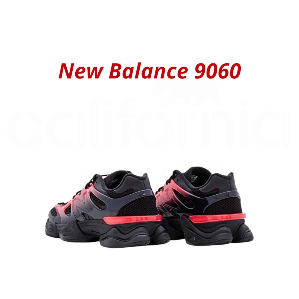 👟New Balance 9060 休閒鞋 黑紅色｜黑色｜漸層紅｜皮革｜網眼鞋面｜運動鞋｜跑鞋 男款鞋-細節圖7