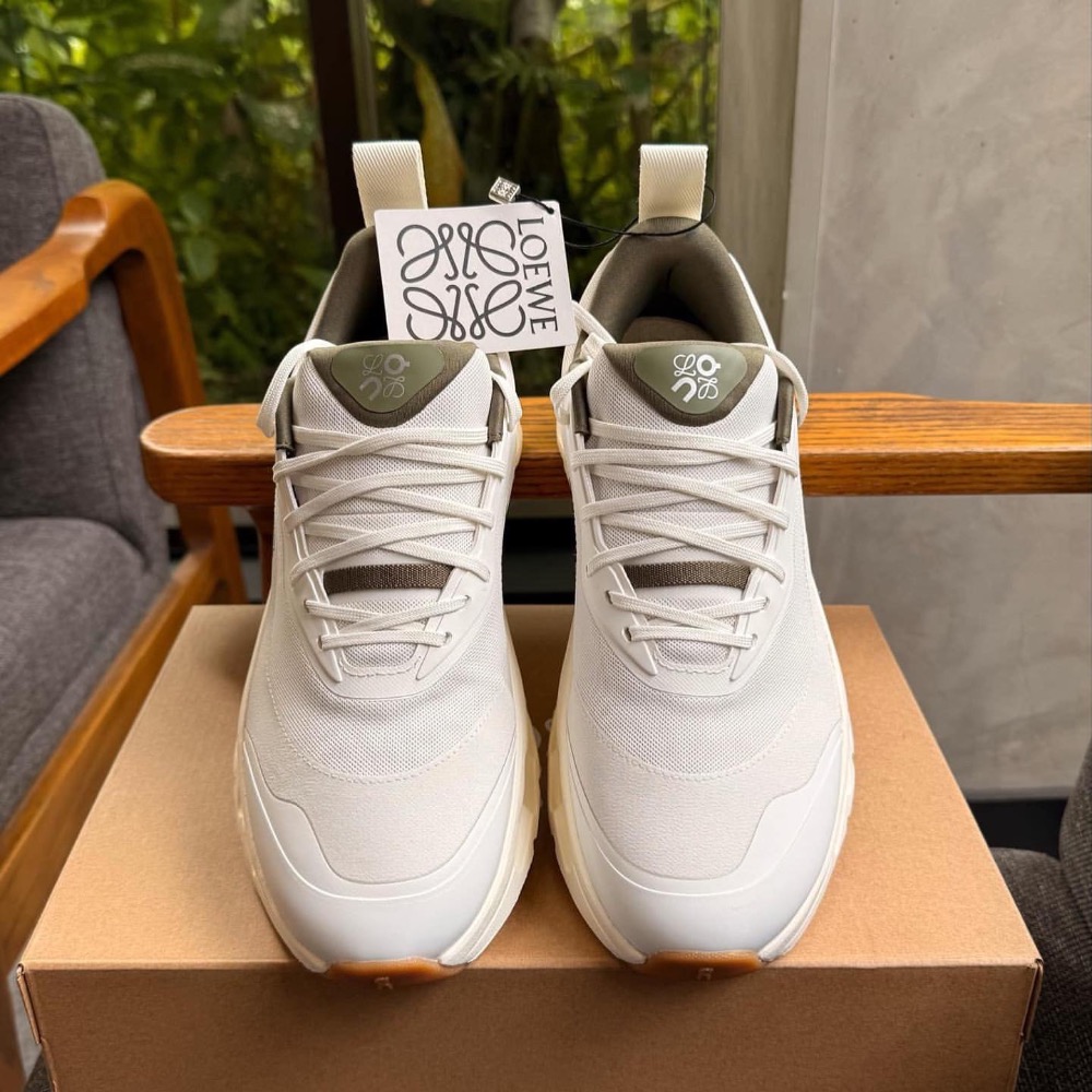 👟LOEWE x On昂跑聯名Running Cloudtilt 2.0 Khaki White 彈力再生針織鞋｜聯乘-細節圖9