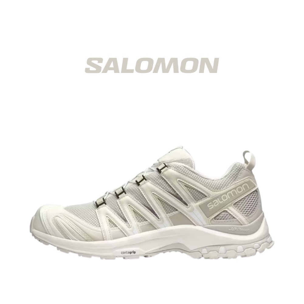 👟 Salomon XA Pro 3D 越野跑步鞋 米色｜香草色｜白色｜奶油色｜網眼布鞋面｜防潑水 運動鞋 男女通用款-細節圖4