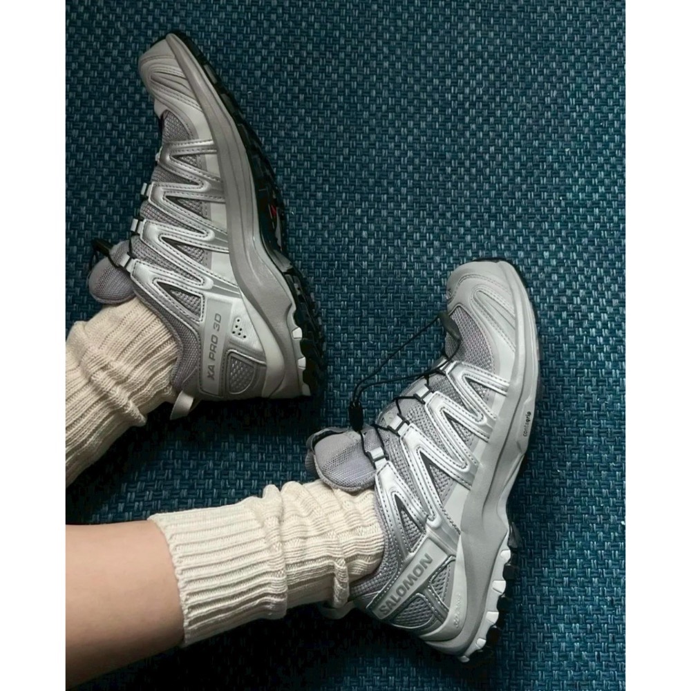 👟 Salomon XA Pro 3D 越野跑步鞋 銀灰色｜灰色｜銀色｜黑色｜網眼布鞋面｜防潑水 運動鞋 男女通用款鞋-細節圖11