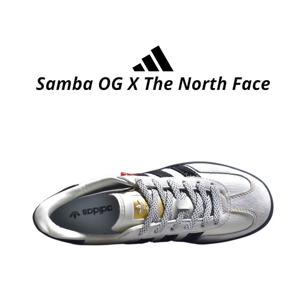 👟adidas Samba OG X The North Face聯名款休閒鞋 白黑色｜黑色｜白色｜黑色底｜皮革｜麂皮-細節圖3