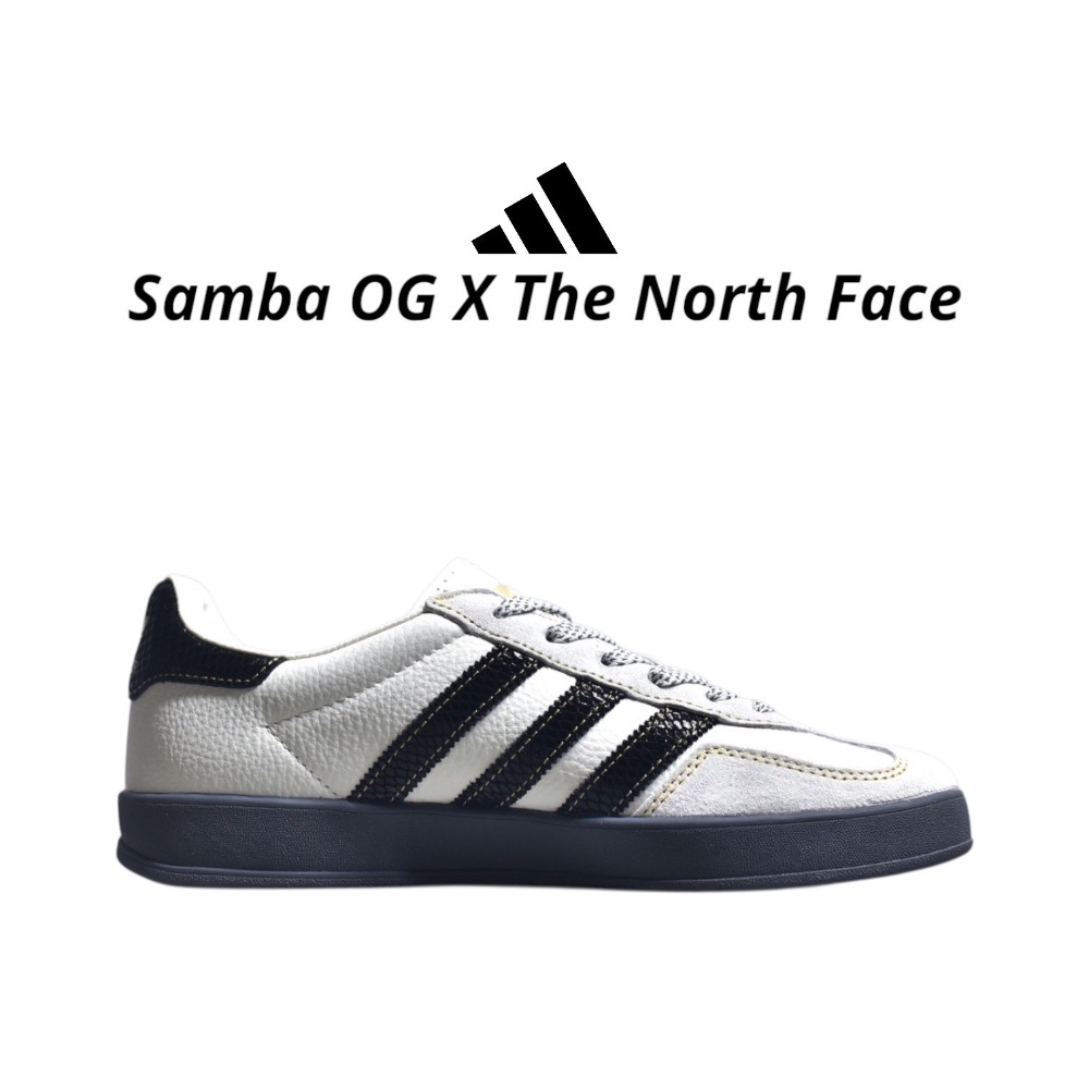 👟adidas Samba OG X The North Face聯名款休閒鞋 白黑色｜黑色｜白色｜黑色底｜皮革｜麂皮-細節圖4