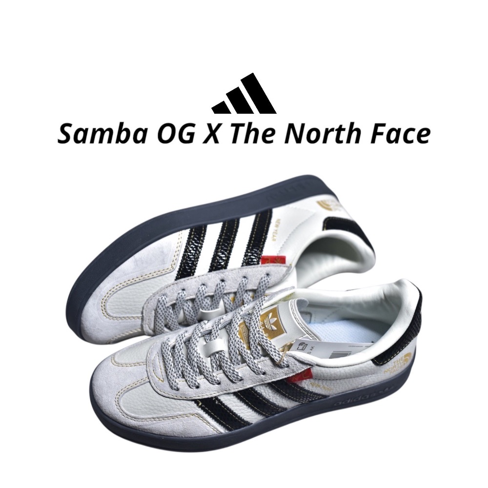 👟adidas Samba OG X The North Face聯名款休閒鞋 白黑色｜黑色｜白色｜黑色底｜皮革｜麂皮-細節圖9