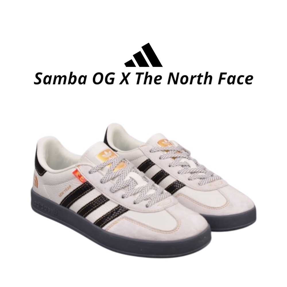 👟adidas Samba OG X The North Face聯名款休閒鞋 白黑色｜黑色｜白色｜黑色底｜皮革｜麂皮-細節圖10