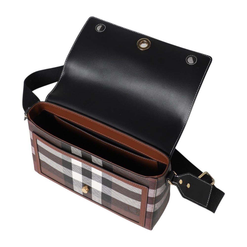 👜Burberry Note 信封包｜方包｜樺木棕｜深棕色｜格紋｜環保皮革｜斜背包｜肩背包｜官網同步在售款｜女款包-細節圖9